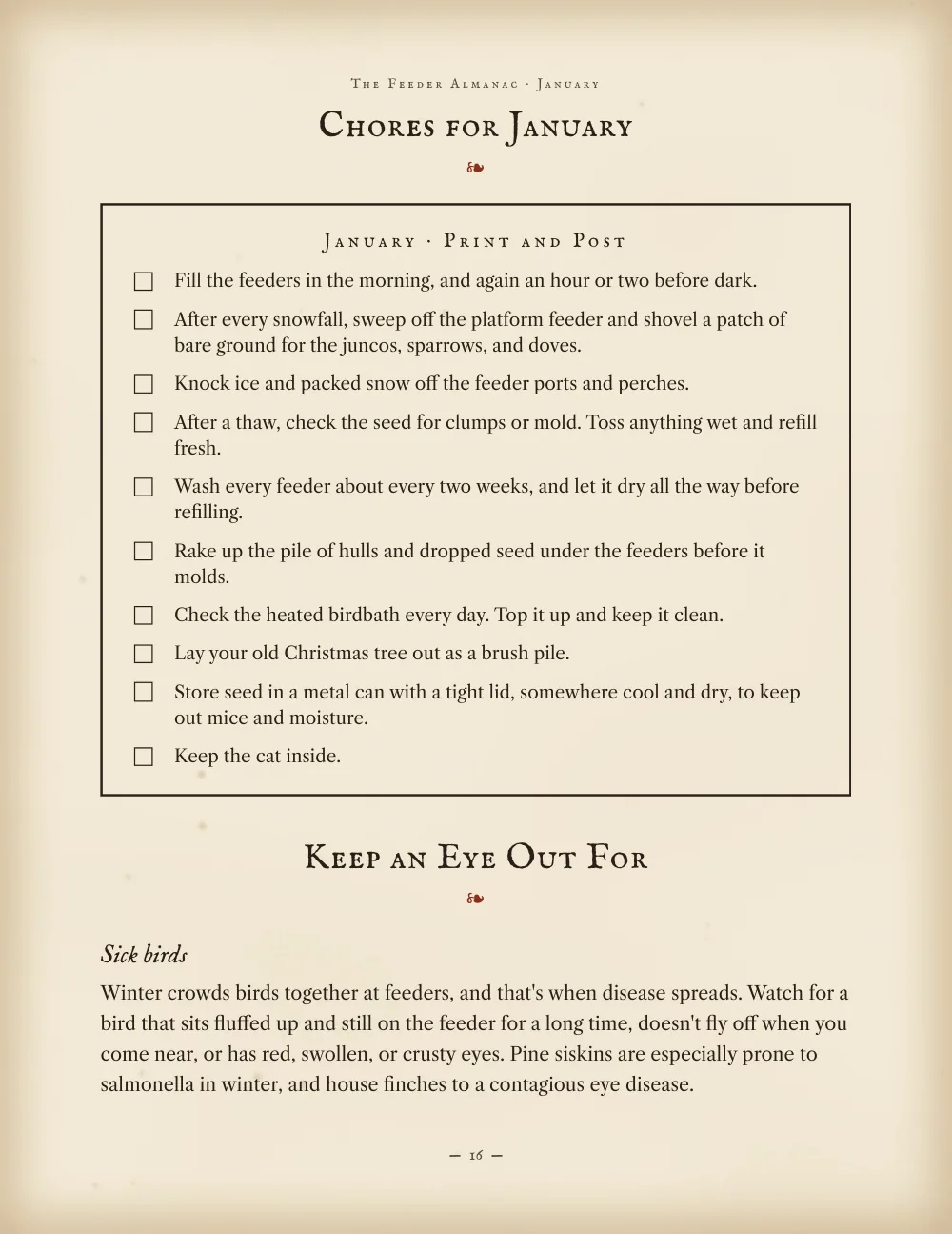 The printable January chore list